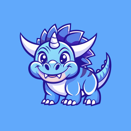 Simplified Mascot Logo Illustration of a Triceratops Dinosaur with Vector Graphicsのイラスト素材