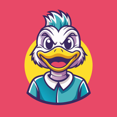Vector-Based Cartoon Wild Duck Mascot with Vibrant Colors and Bold Linesのイラスト素材