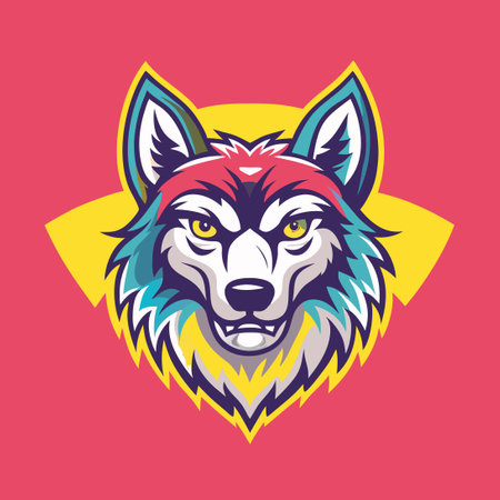 Gradient Wolf Logo Vector Illustration with Vibrant and Colorful Huesのイラスト素材