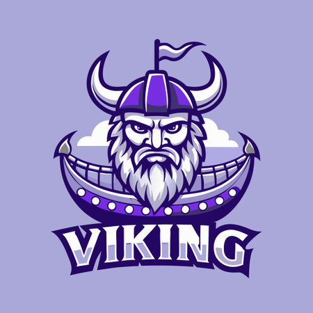 Fierce Viking Ship Mascot with Cartoonish Character for Logo Designのイラスト素材