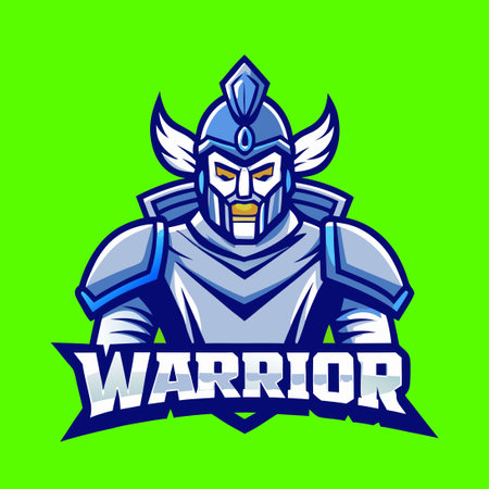 Fierce Warrior Logo Mascot Character Cartoon Illustration with a Vector Formatのイラスト素材