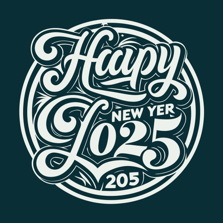 Handwritten Script Typography for a Joyful New Year Celebrationのイラスト素材