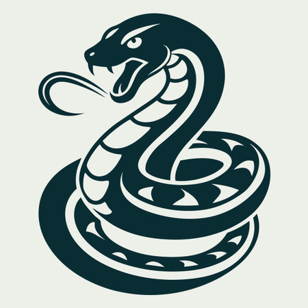 Intricate Vector Graphic Logo Featuring a Ball Python Snake in Detail