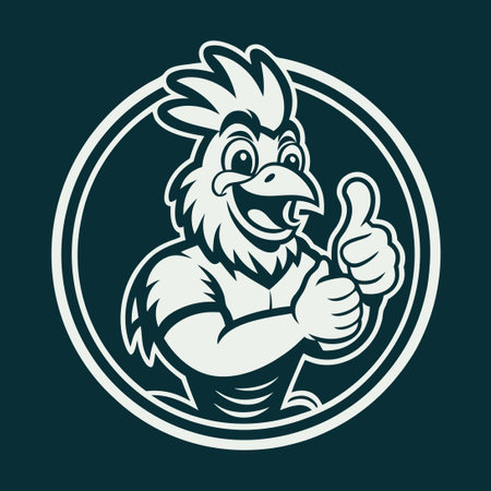 Cheerful Cartoon Rooster Mascot with a Delighted Expressionのイラスト素材