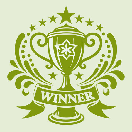Vector Graphic Symbolizing Trophy for Champion Cup Winner with Silver Handleのイラスト素材