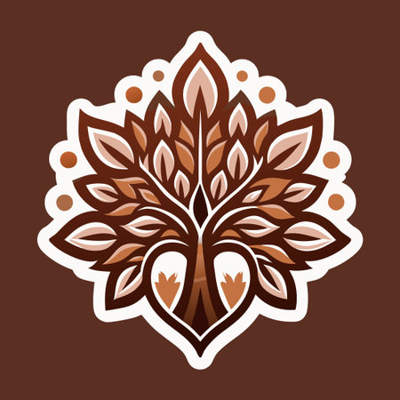 Circular Vector Logo Featuring a Graceful Tree Adorned with Intricate Linesのイラスト素材