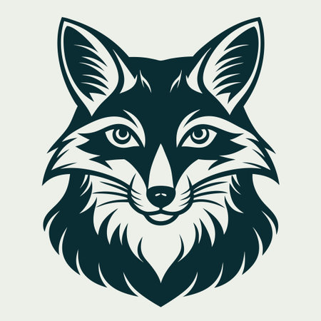 Graceful Fox Illustration with Modern Lines and Geometric Elementsのイラスト素材
