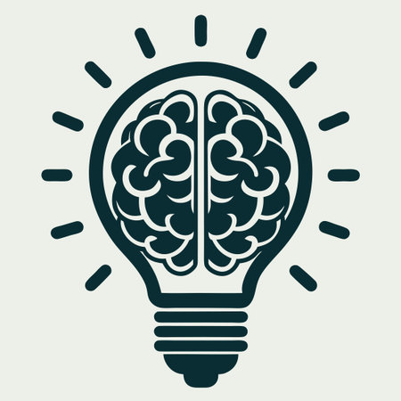 Creative Idea Represented by a Flatline Icon of a Brain Inside a Lightbulbのイラスト素材