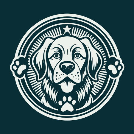 Vintage Paw Print Vector Logo for Dog Lovers and Pet Businessesのイラスト素材