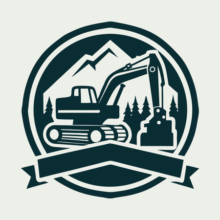 Professional Vector Excavator Design for Construction and Miningのイラスト素材