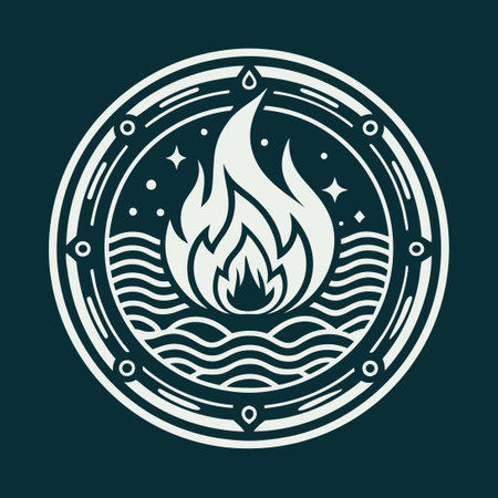 Fiery and Aquatic Vector Logo Template: A Fusion of Elementsのイラスト素材