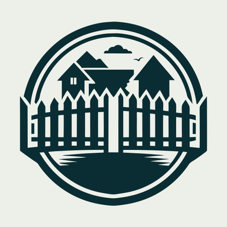 Conceptual Fence Logo Design: Vector Illustration of a Modern and Secure Fenceのイラスト素材
