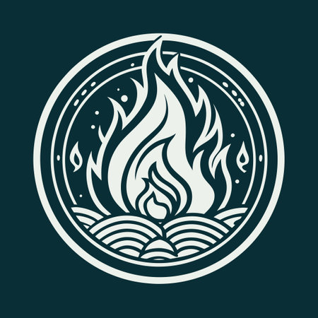 Fire and Water Elements Logo Template Design with Vector Graphicsのイラスト素材