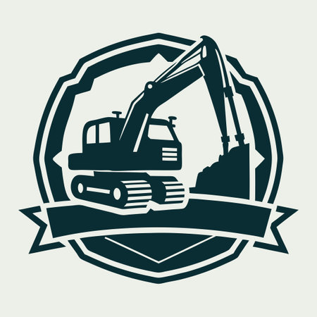 Professional Excavator Design with Detailed Vector Logo Graphicのイラスト素材