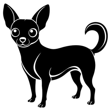 Minimalist Silhouette of a Flat-Faced Chihuahua with Delicate Linesのイラスト素材