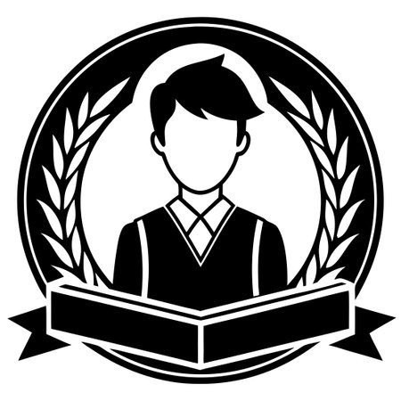 Minimalistic Silhouette of a Seated Student on a Flat Surfaceのイラスト素材