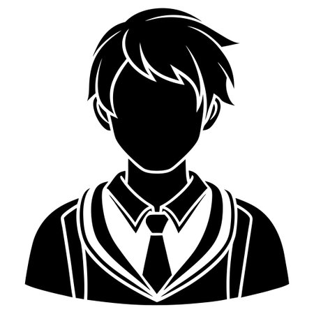 Minimalistic Silhouette of a Sitting Student in Flat Designのイラスト素材