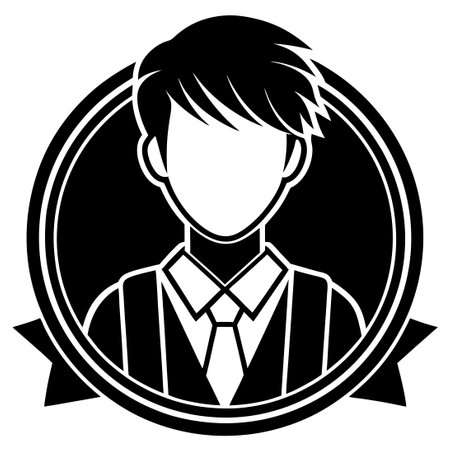 Minimalist Silhouette of a Studious Student in a Flat Designのイラスト素材