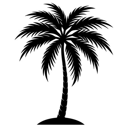 Silhouette of a Set of Flat Palm Trees against a Serene Backgroundのイラスト素材
