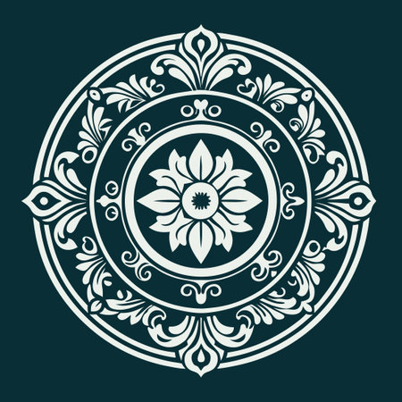 Elegant Floral Heraldry Circle Logo Design Template in Vector Formatのイラスト素材