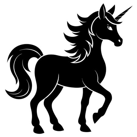 Minimalist Flat Unicorn Silhouette Illustration in Soft Pastel Huesのイラスト素材