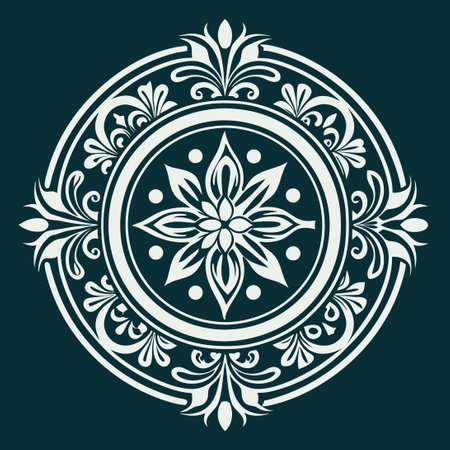 Enchanting Floral Heraldic Circle Logo Design for a Touch of Sophisticationのイラスト素材