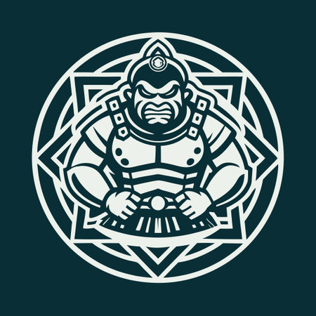Geometric Sumo Warrior Vector Logo Design with Modern Polygon Shapesのイラスト素材