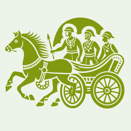 Mighty Roman Gladiator Victoriously Riding in a Majestic Chariotのイラスト素材