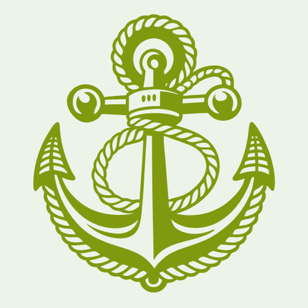 Hand-Drawn Anchor with Rope Isolated on a White Backgroundのイラスト素材