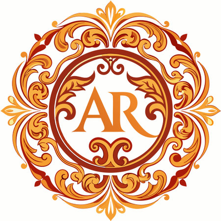 Ornate and Elegant AR Monogram with Baroque Flourishes and Vintage Charmのイラスト素材