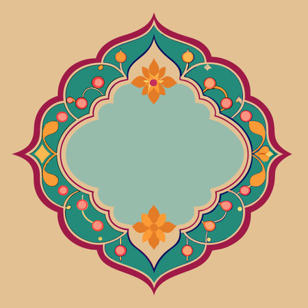 Intricate Mughal Decorative Pattern Frame Illustration for Interior Designのイラスト素材