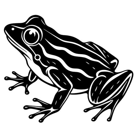 Hand-Drawn Silhouette of a Frog in a Graceful Poseのイラスト素材