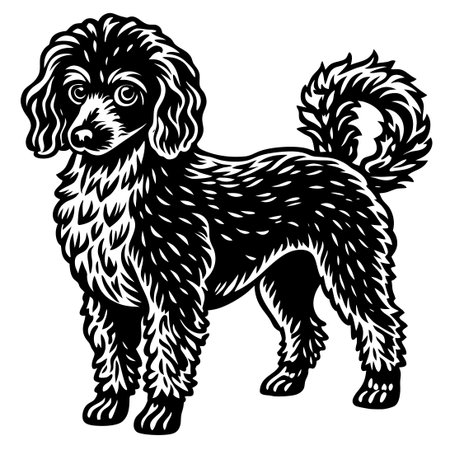 Intricate Hand Drawn Silhouette of a Regal Poodleのイラスト素材