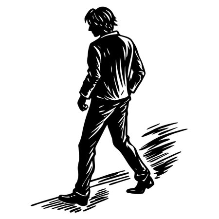 Intricate Hand-Drawn Silhouette of a Person Walking with Delicate Detailsのイラスト素材