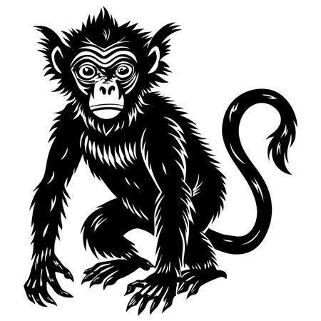 Hand Drawn Silhouette of a Playful Monkey in Motionのイラスト素材