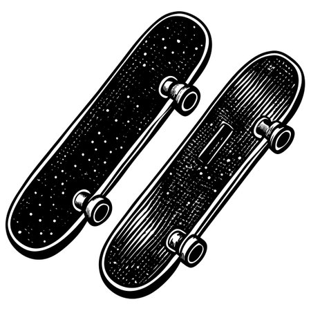 Hand Drawn Skateboard Silhouette Collection for Creative Designsのイラスト素材