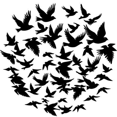 Majestic Flock of Birds Soaring Through the Azure Expanseのイラスト素材