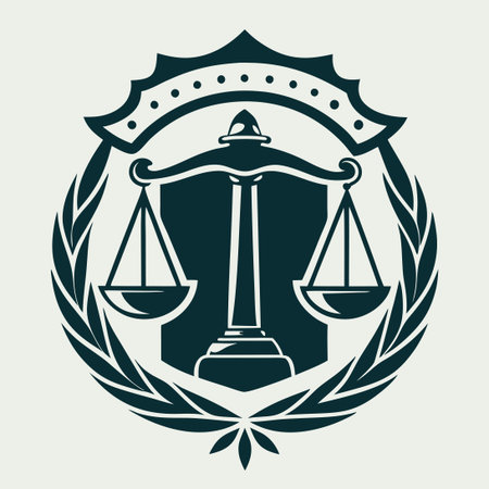 Professional Law Firm Logo Vector Template featuring Scales of Justiceのイラスト素材