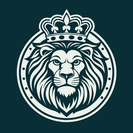 Majestic Lion King Logo Crown Vector Illustrationのイラスト素材