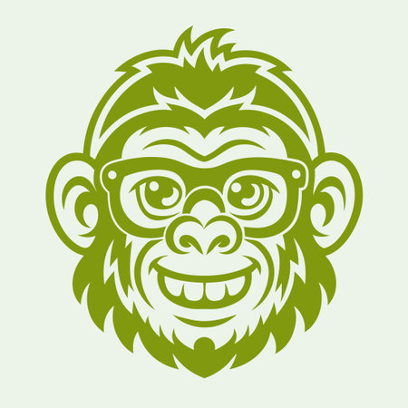 Fully-Vectorized Monkey Mascot Logo for Animal-Related Designs