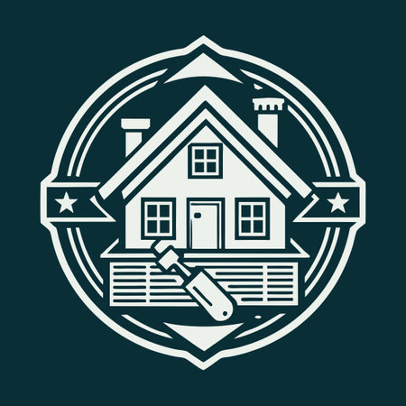 Painterly House Logo Illustration with Vibrant Colorsのイラスト素材