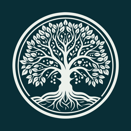 Majestic Oak Tree Silhouette in Pristine Vector Formatのイラスト素材