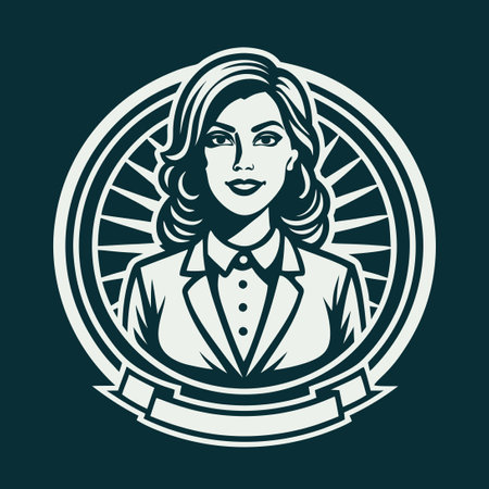 Modern Vector Logo of a Businesswoman in an Elegant Office Settingのイラスト素材