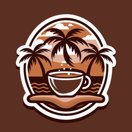 Vector Logo Template for Palm Beach Cafe by the Oceanのイラスト素材