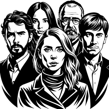 A Gallery of Two Diverse Portraits Capturing Human Emotionのイラスト素材