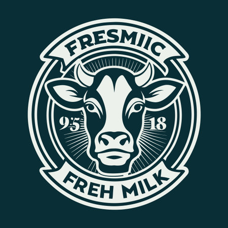 Modern Organic Milk Vector Logo Template in Green and Whiteのイラスト素材