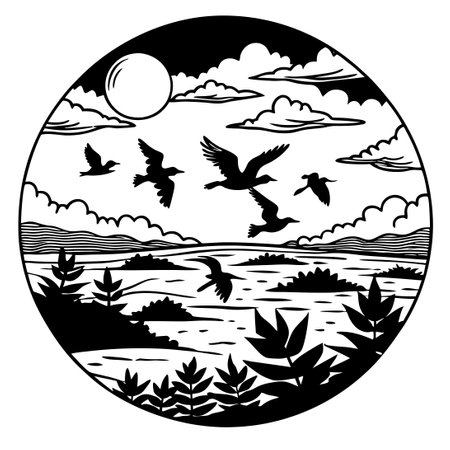 Majestic Pink Skies with Soaring Birds at Twilight's Graceのイラスト素材