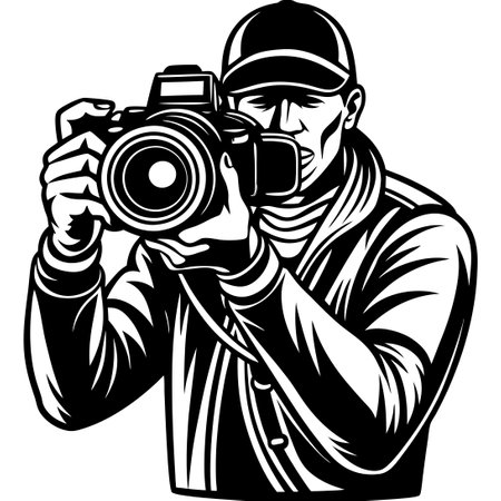 Silhouette of a Photographer Capturing a Moment with DSLR Cameraのイラスト素材