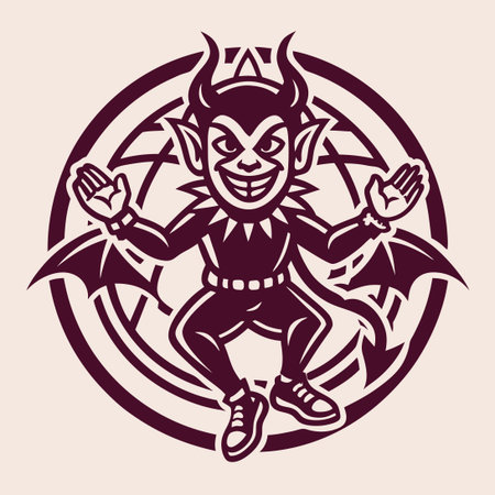 Demonic Delight: Vector Illustration of a Playful Dancing Devil