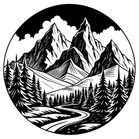 Majestic Mountain Peaks Rising Above the Rocky Mountain Landscapeのイラスト素材
